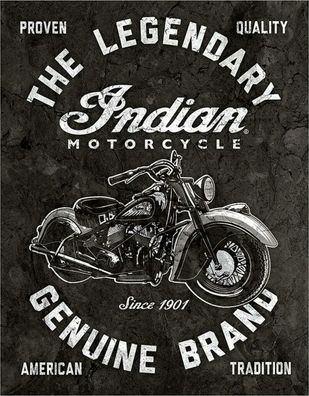 US Schild ca. 30 x 40 Indian Motorcycles - The Legendary Indian since 1901