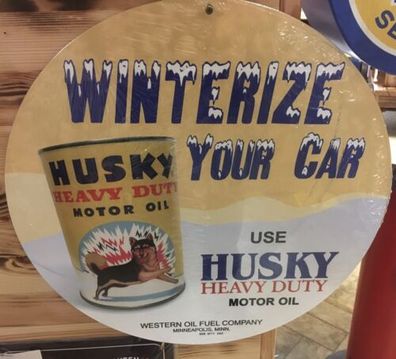 Husky Motoroil US Schild rund 14 inch / 35,5 cm Durchmesser