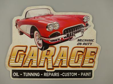 Blechschild Garage - Mechanic on Duty Oil Tuning Customs Repair Paint 30x37 cm