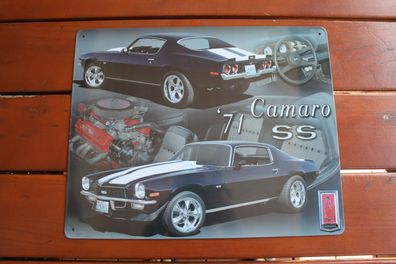 Blechschild ca 30 x 38 cm Chevrolet Camaro SS 1971 V8 Muscle Car