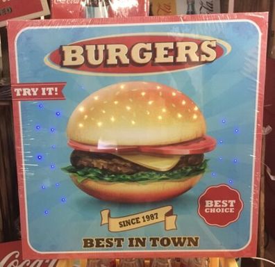 Burgers try it Best in Town LED Licht - ca. 40x40 cm - neu + ovp DINER