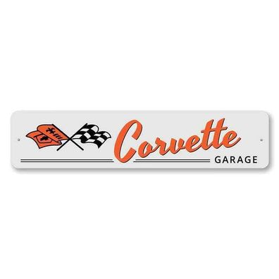 US Schild Corvette Garage - 45x10 cm Vette Big Block V8 Ami