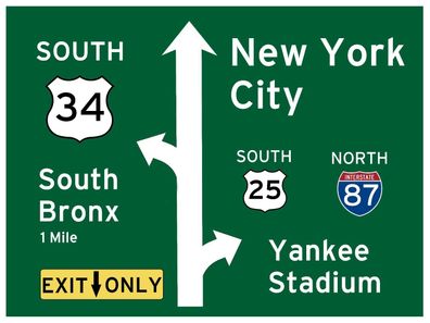 US Strassenschild New York City Bronx Yankee Stadium - 58x43 cm Interstate 87