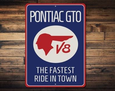 US Schild Pontiac GTO-the fastest ride in Town 25x35 cm V8 Big Block Muscle Car