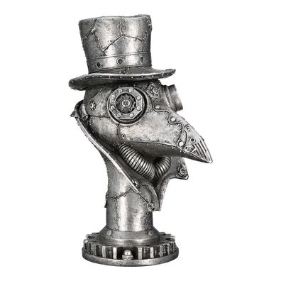 Casablanca Skulptur "Steampunk Crow" Poly . silberfarben . Antikfinish Krähe mit