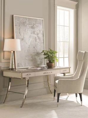 Design Schreib Büro Tisch Sessel Möbel Set Tische Luxus Edelstahl Sekretär 2tlg