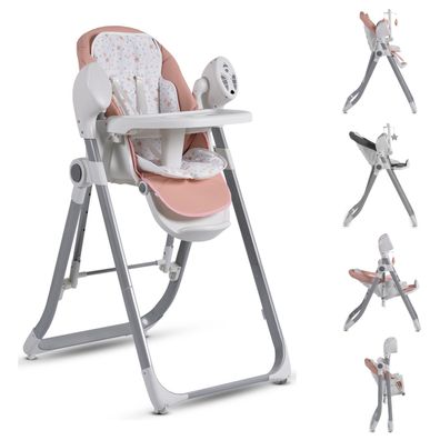 B-Ware Cangaroo Kinderhochstuhl Pudding 2 in1 Babywippe Musik Fernbedienung rosa