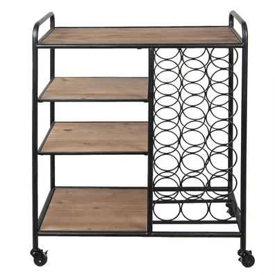 Clayre & Eef Küchenwagen 76x37x89 cm Schwarz Holz Metall Rechteck (Gr. 76x37x89 cm)