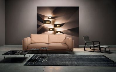Sofa Dreisitzer Couch Polster Design Moderne 3er Sitz Sofas Zimmer Möbel Braun