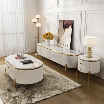 Wohnzimmermöbel Set Designer Wohnzimmer Sideboard Couchtisch Beistelltisch 3tlg