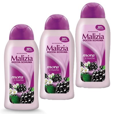 Malizia Mora & Muschio Brombeere & Moschus Duschgel 3x 300 ml