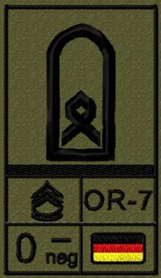 Bundeswehr Rangabzeichen Klett, Schwarze Litze, Blutgruppe, Hauptfeldwebel OR-7