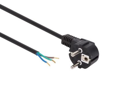 Netzkabel - Schwarz - CEE 7/7 90° + KABEL, FREIES ENDE - 1.5 m - H05VV-F 3G0.75 mm²