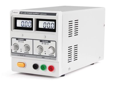 DC-LABORNETZGERÄT 0-30 VDC / 0-3 A MAX. MIT 2 LCD-DISPLAYS