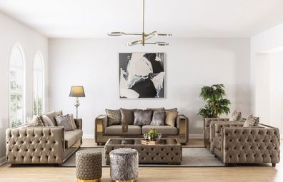 Sofagarnitur Chesterfield Set 3 + 3 + 1 + 1 Sitzer Sofa Couch Garnitur Design Couchen