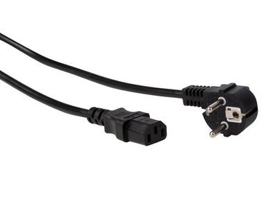 Netzkabel - Schwarz - CEE 7/7 90° + C13 - L=1.5 m - 3G1.0 mm²