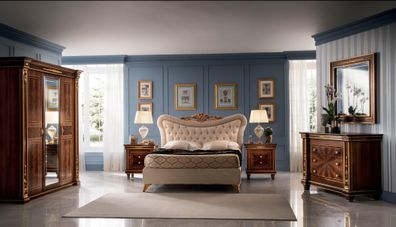 arredoclassic™ Schlafzimmer Set Modigliani Barock Rokoko Bett Nachttisch 4tlg