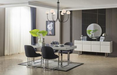 Komplette Esszimmer Essgruppe Esstisch Stühle 9tlg Luxus Weiß Anrichte