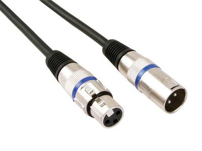 Professionelles XLR-KABEL, XLR-STECKER AUF XLR-BUCHSE - Schwarz (3m)