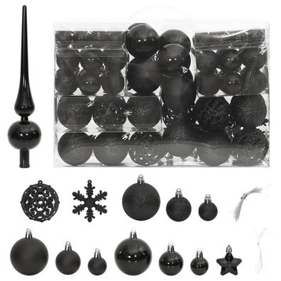 vidaXL 111-tlg. Weihnachtskugel-Set Schwarz Polystyrol
