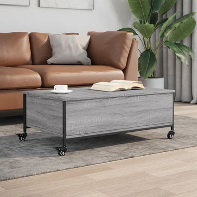 vidaXL Couchtisch mit Rollen Grau Sonoma 91x55x34 cm Holzwerkstoff