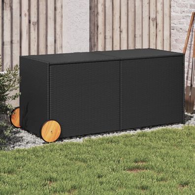 vidaXL Gartentruhe mit Rollen Schwarz 283L Poly Rattan