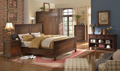 Bett Nachttisch Kleiderschrank 7 tlg. Schlafzimmer Design Luxus Set Betten Sets