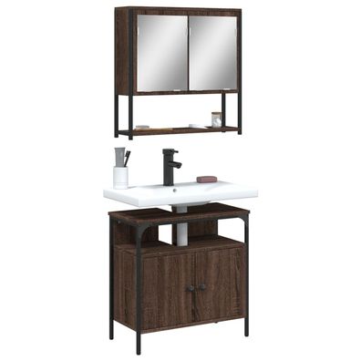 vidaXL 2-tlg. Badmöbel-Set Braun Eichen-Optik Holzwerkstoff