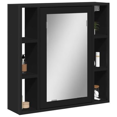 vidaXL Bad-Spiegelschrank Schwarz 60x16x60 cm Holzwerkstoff