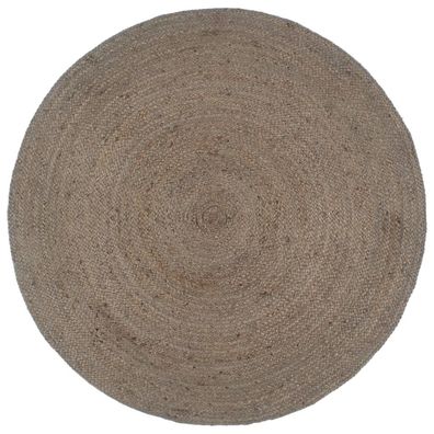 vidaXL Teppich Handgefertigt Jute Rund 240 cm Grau