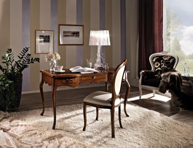 Designer Schreibtisch Stuhl Büro Set italienische Möbel Sekretär Lehnstuhl 2tlg