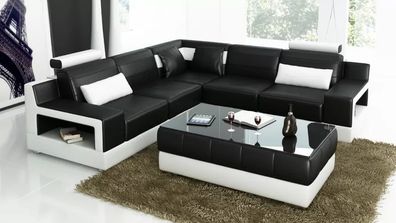 wohnzimmer Leder xxl couch sofa landschaft moderne designer eckpolster + Tisch
