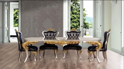 Set 4x Stühle Esszimmerstuhl Stuhl Lehn Luxus Esszimmer Ess Stil Barock 4tlg