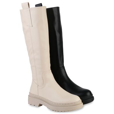 VAN HILL Damen Leicht Gefütterte Klassische Stiefel Profil-Sohle Schuhe 839376