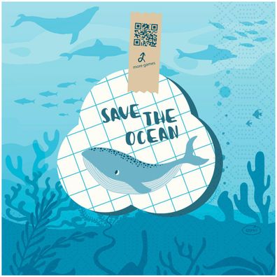 Duni Save the Ocean Tissue Serviette 33 x 33 cm 3 lagig 50 Stück