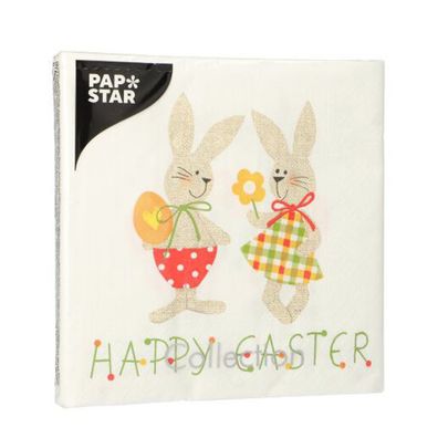 Papstar Servietten Bunny Couple Happy Easter 3 lagig 33x33cm 20 Stück