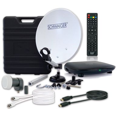 Schwaiger Camping Satellitenanlage Weiß Stahl 35 cm HDTV für LKW, PKW, Reisen