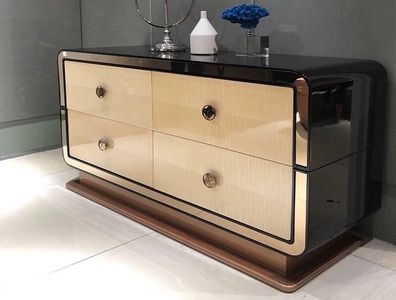 Designer Kommode Anrichte Low Board Side Schrank Wohn Zimmer Regal Metall Luxus