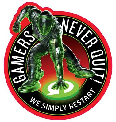 US Aufkleber ca 9 cm Gamers never quit - we simply restart Decal