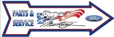 FORD Mustang Parts + Service US Schild Pfeil - ca. 70 x 20 cm