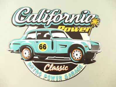 XL Blechschild: California Classic Garage - Retro Power 50 x 39 cm