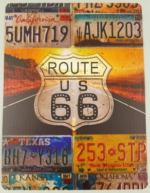 Sunset Route US 66 XL Blechschild - 58 x 43 cm - Nummerntafeln