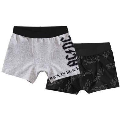 AC/DC- Herren Retroboxer Shorts 2er Pack grau/schwarz -95% Baumwolle 5% Elasthan