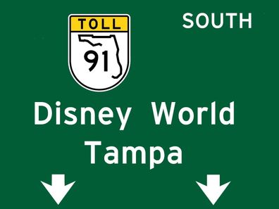 US Strassenschild Tampa Florida Disney World - 58x43 cm Interstate