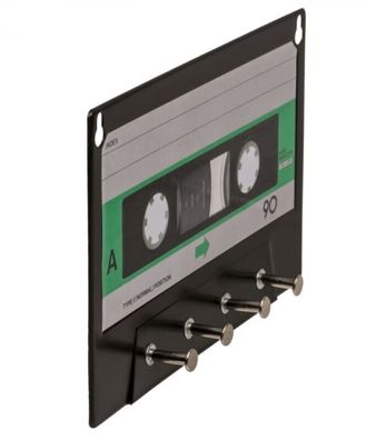 Schlüsselbrett Musikkassette ca. 20 x 13 cm Retro Schlüsselhaken Casette