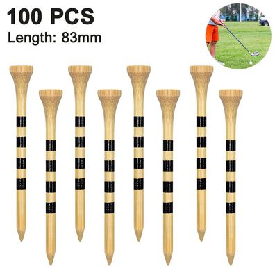 100 Golf Tees Holz - 100 Stéck 70mm / 83mm Bambus wood color 83 mm