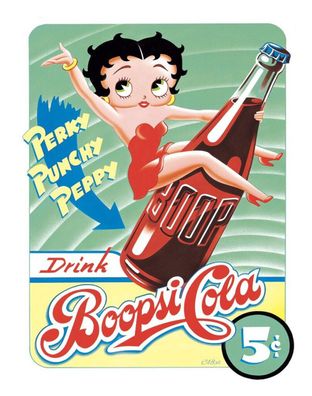 US Blechschild 30x40 Betty Boop: Kiss Diner Retro Panel American Orginal Cola