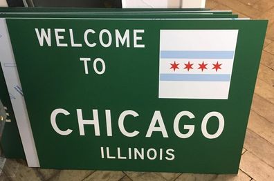 US Strassenschild Welcome to Chicago Illinois - 78x58 cm Great Lakes Windy City