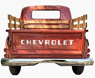 XXL US Stahl Schild ca. 66 x 50 cm Heck Chevy Truck Pickup Kontur made in USA