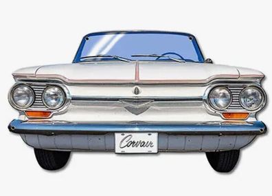 XXL US Stahl Schild ca. 66 x 35 cm Front Chevrolet Corvair Monza 1964